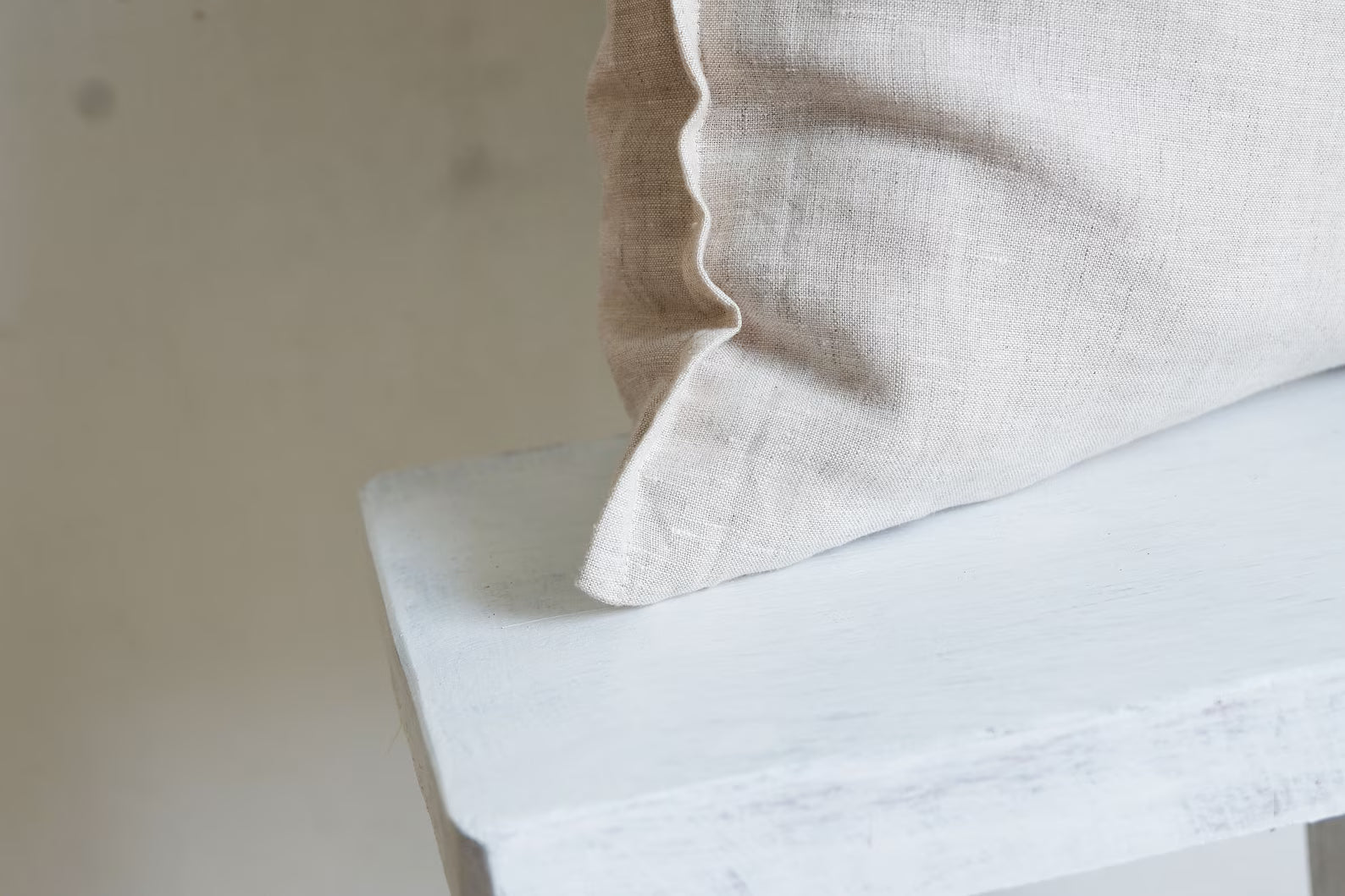 Handmade Natural Linen Throw Pillow Cover with Flanges