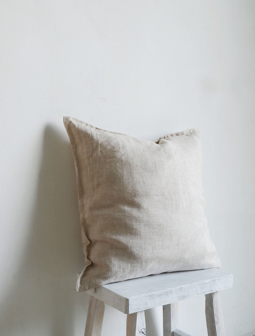 Handmade Natural Linen Throw Pillow Cover with Flanges